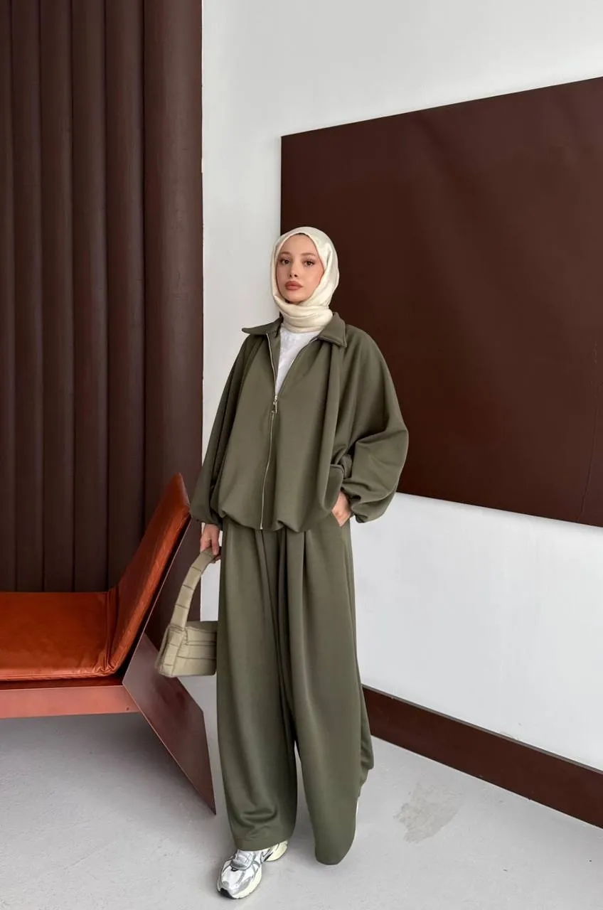 Fermuarlı Oversize Spor Takım